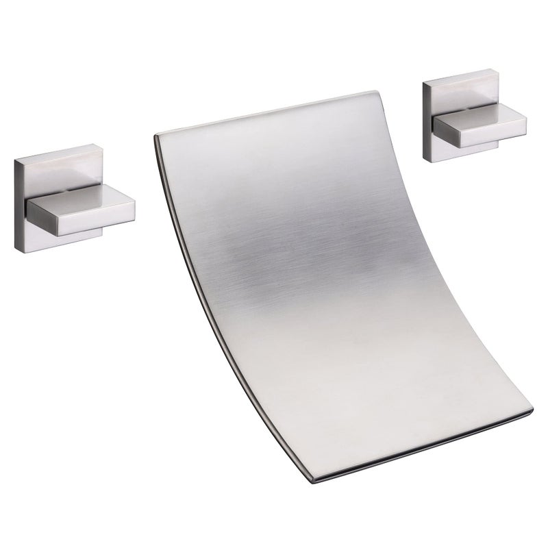 SUMERAIN Wall Mount Waterfall Tub Faucet 3 Hole Brushed Nickel Bathtub Faucet, Extra High Flow Rate - Image 1